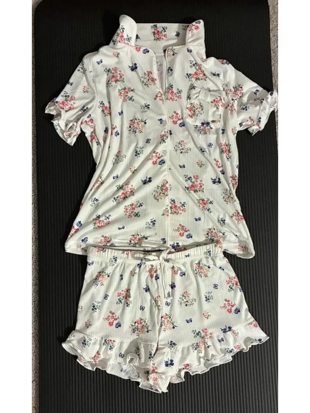 🌸 NWT Betsey Johnson Floral Butterfly Ruffle Pajama Set XXL Sleepwear - Picture 7 of 7
